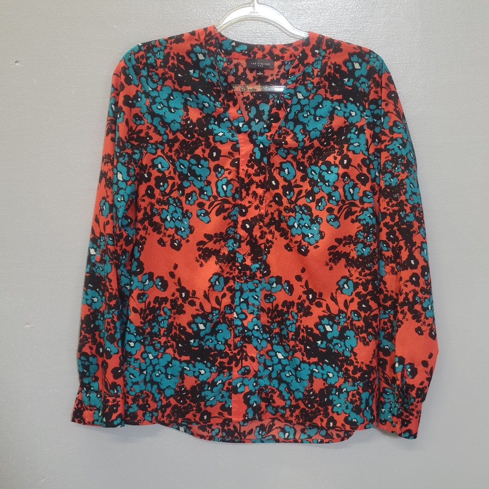The Limited Red and Blue Floral Top